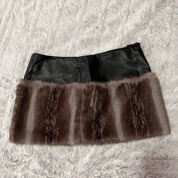 Black and Brown Faux Fur Skirt - Picture 1 of 15